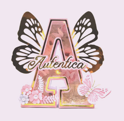 Letra A 3D Decorada Cartulina